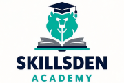 Design a vibrant yet minimalistic logo for 'Skillsden Academy', an online learning platform. The nam...